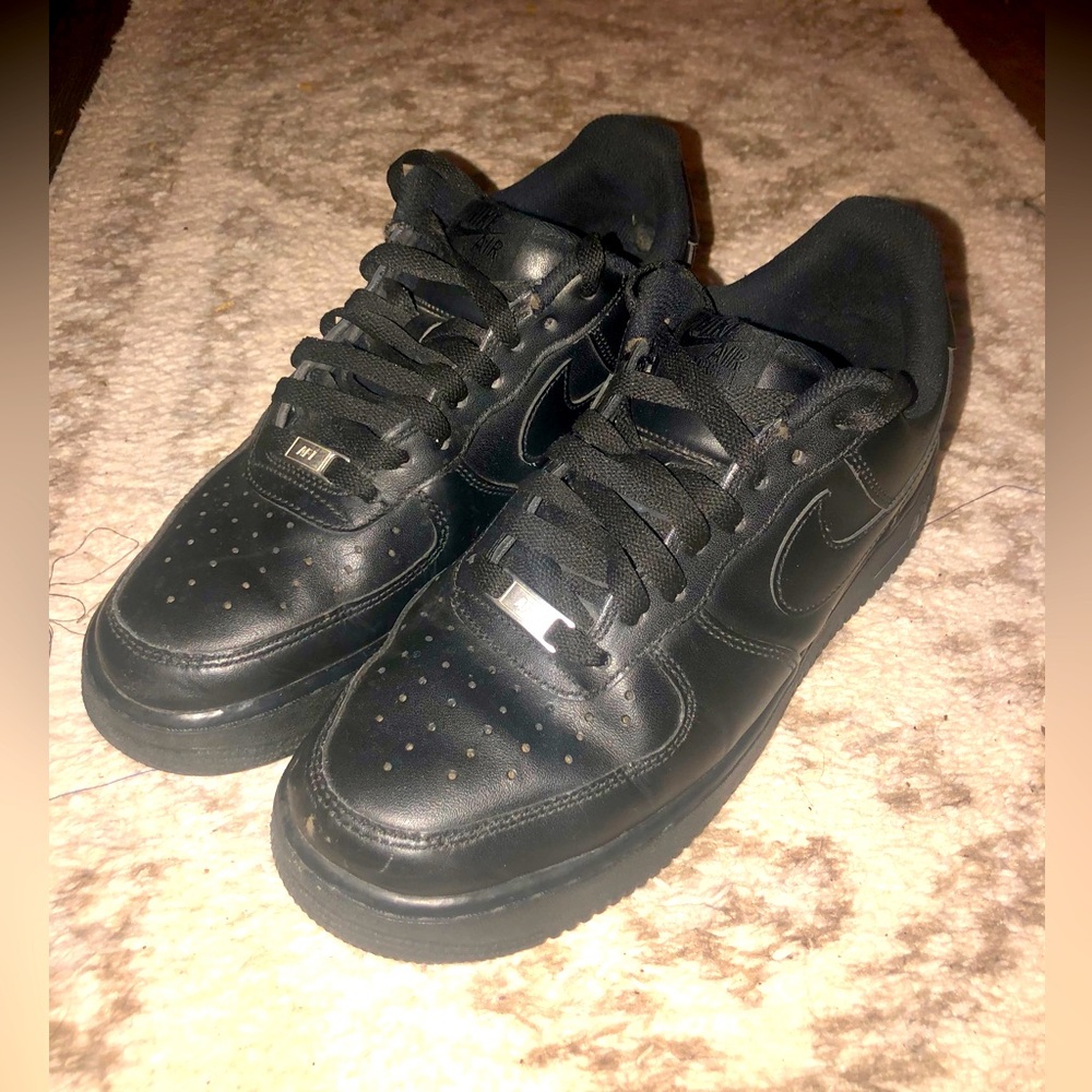 Nike Air Force 1 Low Black Men's Leather Sneakers Shoes